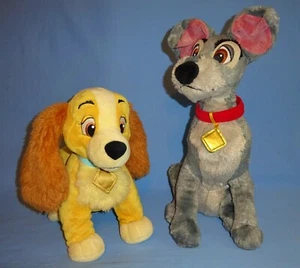 DISNEY STORE PLUSH LADY AND THE TRAMP-LADY 13" Cocker-TRAMP 15" Terrier-DOG LOT - Picture 1 of 11