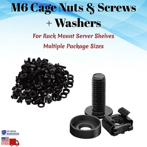 M6 Rack Mount Cage Nuts & Screws, Washers, Square Clips - Server Bag Pack Lot - Picture 1 of 9