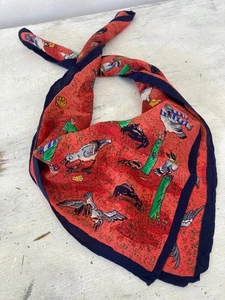 Bufanda de cuello de seda vintage pañuelo cuadrado estampado de gaviota pájaro rojo - Imagen 1 de 4