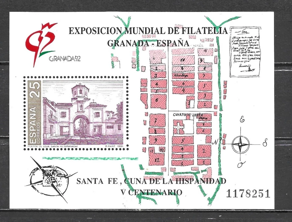 ESPAÑA 1991 SERIE EXPOSICION MUNDIAL FILATELIA EDIFIL 3109** MNH HOJA BLOQUE HB - Imagen 1 de 1