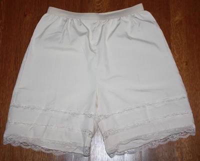 Women’s split slip Pettipants XL Lace Trim beige nude bloomers underwear sissy - Image 1 of 4