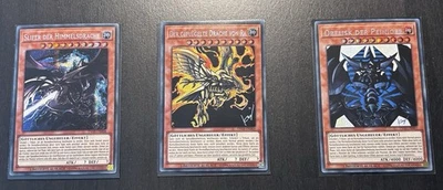 Yu-Gi-Oh! Ägyptische Götterkarten Set TN19 Ra Slifer Obelisk 1. Auflage Mint - Bild 1 von 4