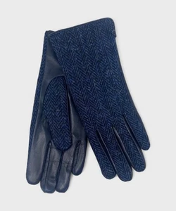 Galise One Fres Hat Damenhandschuhe aus Leder und Wolle, blue herringbone GUDLW.BLUH - Bild 1 von 3
