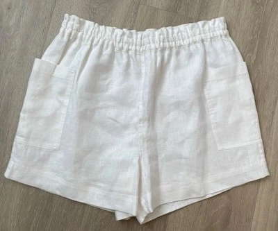 Pantalones Cortos Rails 100% Lino Cintura Elástica Forrados Verano Blanco Bolsillos Talla Grande Foto 1 de 4
