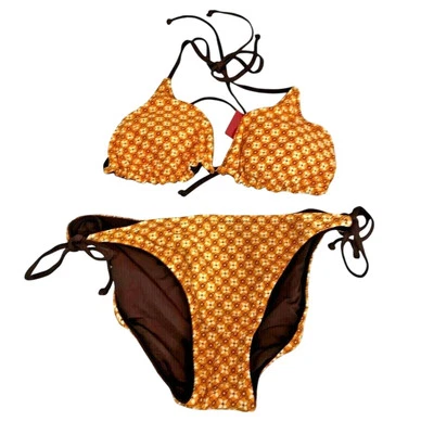 Bikini Lab Ladies Reversible Bikini Orange Brown, XL NWT - Image 1 of 3