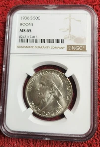1936 s Daniel Boone commemorative half dollar NGC MS 65 - Picture 1 of 2