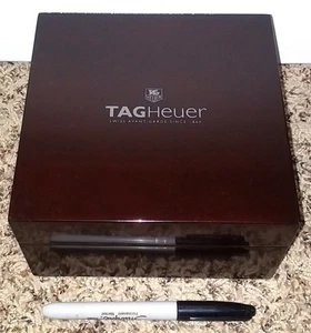 OROLOGIO SVIZZERO TAG HEUER EXTRA LARGE DELUXE LEGNO LACCATO MARRONE SOLO SCATOLA - Foto 1 di 6