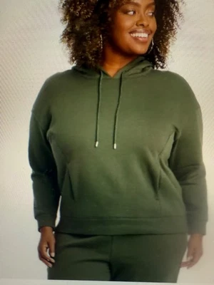 NWT~ Ava & Viv sz 4X Plus Olive Green Hoodie Sweatshirt pocket Leisure Women - Image 1 of 4
