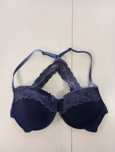 Sujetador para mujer marca Just Be talla 36C acolchado azul y púrpura ribete de encaje y correa trasera - Imagen 1 de 4