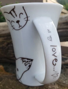 "All My Love" Ceramic Cat Mug Made in Japan Calling CAT LOVERS Kitty Coffee Cup  - Picture 1 of 7