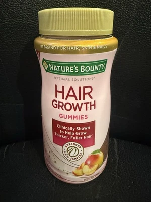 Nature's Bounty Hair Growth Gummies Peach Mango 60 ea. Exp 08/26 Fast SHIPPING - Image 1 of 3
