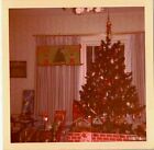 Vintage Antique Photograph Decorated Christmas Tree In Retro Living Room