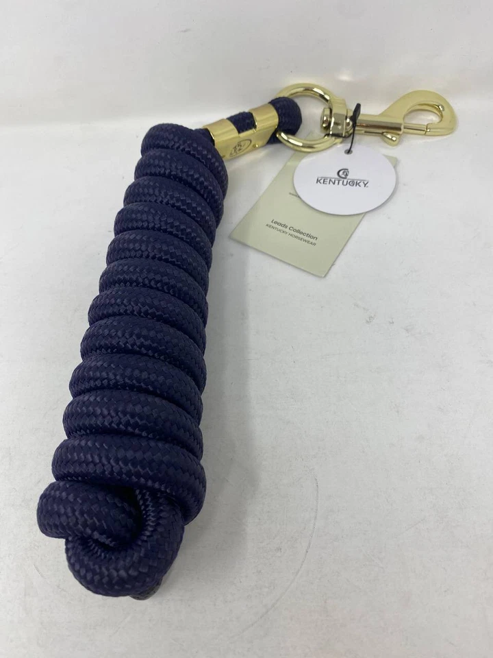 KENTUCKY Lead Rope Clinician Bull Snap Leather Popper Weighted Navy