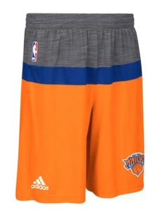 adidas NBA New York KNICKS Blue & Orange PreGame Shorts MEDIUM Pockets - Picture 1 of 2