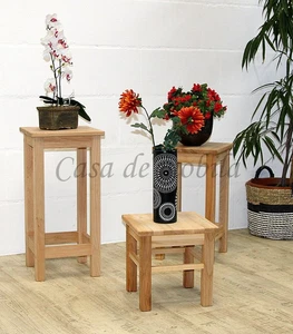 Beistelltisch 3teilig ANTON Kernbuche massiv geölt Blumentische Blumen-hocker - Bild 1 von 6