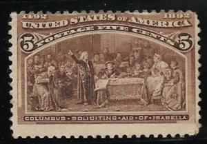 SCOTT 234 5 CENT COLUMBIAN EXPED. COURT OF SPAIN MINT SINGLE NH FREE SHIPPING - Picture 1 of 1