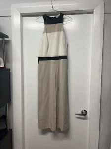 Shona Joy Midi Dress Size 12 Black And Nude Blocks Formal Races Front Slit - Picture 1 of 9
