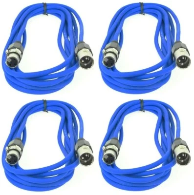 4x 5 m PACCS Mikrofonkabel Blau Symmetrisch XLR to XLR 3 pol polig DMX Kabel OFC
