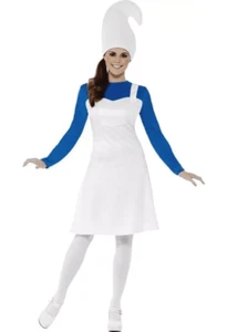 Ladies Garden Gnome Smurf Smurfette Fancy Dress Costume - Picture 1 of 1