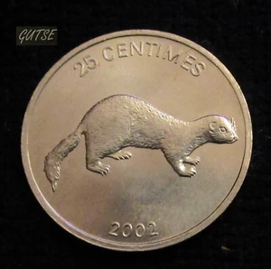 *GUTSE* CONGO REP. DEM., 25 CENTIMES 2002, WEASEL, SIN CIRCULAR. - Picture 1 of 2