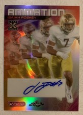 2023 ISAIAH FOSKEY LEAF VIVID FOOTBALL ANIMATION RC ROOKIE AUTO #6/10 A-IF1