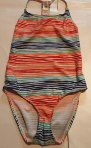 Joe Boxer Girls Multicolor Sleeveless Stripe One Piece Swimsuit 6/6X - Picture 1 of 8