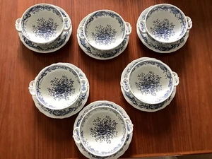 Villeroy& Boch Valeria blau Suppentassen mit Untertassen - Bild 1 von 13