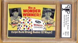 Biglietto pubblicitario pane Mickey Mantle Stan musical Wonder nuovo di zecca 10 gradi racchiuso - Foto 1 di 3