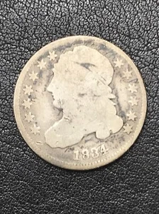 1834 Capped Bust Dime Silver 10c Coin JR-1 R-1 #12496 - Picture 1 of 7