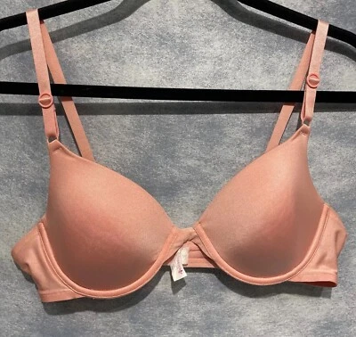 Sujetador con aros Lily of France 36B rosa melocotón tazas moldeadas 2 ganchos Foto 1 de 4