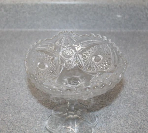 EAPG Pedestal Bowl Sawtooth Rim 6”/Candy Dish ~ Low Dish By Indiana Glass - Picture 1 of 4