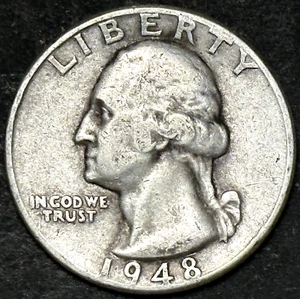 1948-P WASHINGTON SILVER QUARTER - EAGLE BACK - DETAILED OLD COIN - Picture 1 of 2