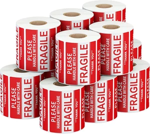 6000 pegatinas frágiles 2X3 mango de envío con etiquetas de cuidado (500 etiquetas 1 rollo) - Imagen 1 de 14