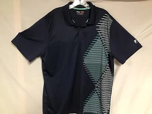 FILA Sport Golf Polo Short Sleeve Shirt Men's Navy Blue Striped Large - Picture 1 of 4
