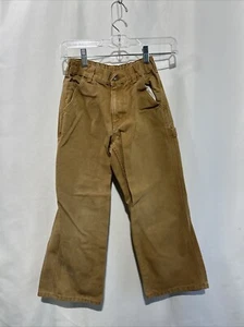 Carhartt Pants Boys 8 Khaki Beige Tan Duck Canvas Carpenter Kids Youth Outdoors - Picture 1 of 9
