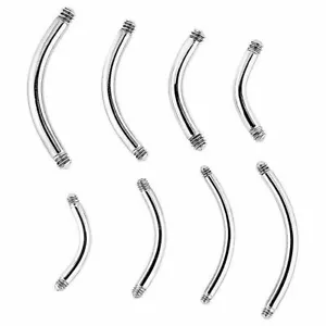 6MM-16MM BARBELL PIERCING STAINLESS BANANA CURVED BAR EYEBROW BELLY REPLACEMENT - Picture 1 of 1