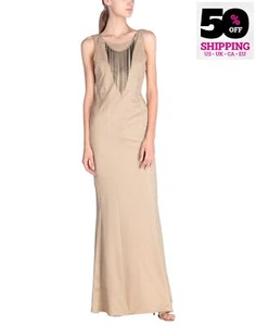 RRP€335 PATRIZIA PEPE SERA Maxi Dress IT44 US8 UK12 L Lame Ball Chain Fringes - Picture 1 of 3