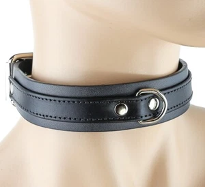Bondage Dee Ring Black Leather Strap Choker Gothic Fetish Black Leather Collar - Picture 1 of 2