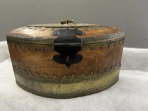 SUPER RARE FIND! Antique, authentic & Vintage Solid Wood chest with brass detail - Picture 1 of 9