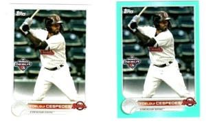 2022 TOPPS PRO DEBUT 2 CARDS AQUA BORDER 16/75 AND WHITE BORDER YOELQUI CESPEDES - Picture 1 of 1