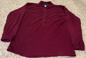Montbell 1/4 Button Long Sleeve Fleece Jacket Red Mens Size Large Hiking Outdoor - Picture 1 of 3
