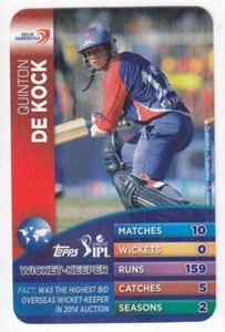 QUINTON DE KOCK Delhi Daredevils (Capitals) 2015 TOPPS IPL Trump Cricket Card - Picture 1 of 1