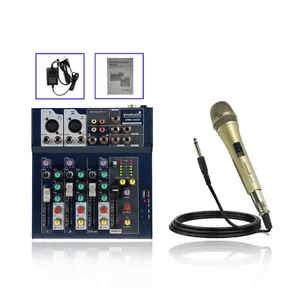 4-Channel Sound Mixer Mini USB Dynamic Mixing Wired Handheld Karaoke Microphone - Picture 1 of 12