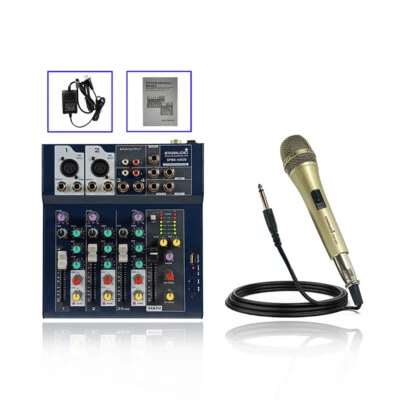 4-Channel Sound Mixer Mini USB Dynamic Mixing Wired Handheld Karaoke Microphone - Image 1 of 4