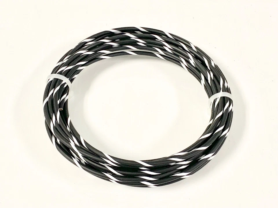 ACDCWIREANDSUPPLY AUTOMOTIVE WIRE 12 GAUGE HIGH TEMP GXL COPPER WIRE BLACK W/ WHITE STRIPE 25' USA