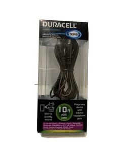 Duracell Stereo Audio Cable 3.5mm 10ft Aux Cord iPod iPhone iPad DUFD4165 (A4) - Picture 1 of 10