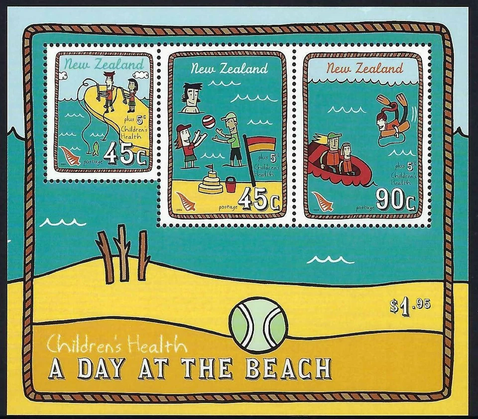 2004 New Zealand ACS# H227 Day at the Beach mini sheet Mint MUH MNH - Image 1 of 1
