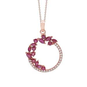 Colgante de piedras preciosas de rubí marquesa natural de plata esterlina... - Imagen 1 de 2