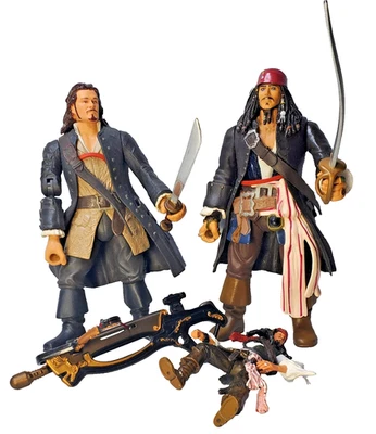 Disney Piratas del Caribe Jack Sparrow y Will Turner 7 pulgadas Figuras de acción Foto 1 de 4