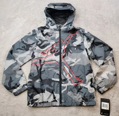 Chaqueta Jordan Niños Mediana 10-12 Gris Camuflada Jumpman Cortavientos Bolsillos con Capucha Nueva Foto 1 de 4